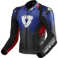 Rev'it Quantum 2 leather Jacket Blue Neon Red