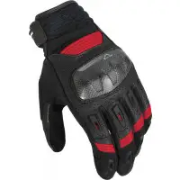 Macna Rime Black Red summer leather and fabric motorcycle gloves