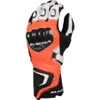 Macna Track R racing leather summer gloves with Kevlar Red Black White