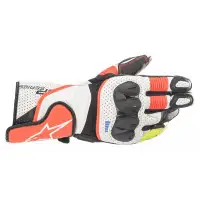 Alpinestars SP-2 V3 summer leather sport gloves White Red fluo Black