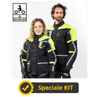 Kit coppia Touring Tech CE Nero Giallo - Giacca moto certificata Befast Uomo + Donna