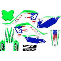 Ufo Patriot graphics kit for Kawasaki Fluo green