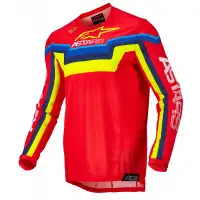 Alpinestars TECHSTAR QUADRO cross jersey Bright Red Yellow Fluo Blue