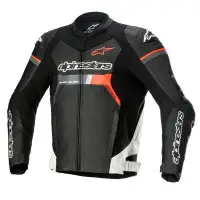 Alpinestars GP-FORCE motorcycle leather jacket Black White Red Fluo