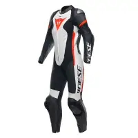 Dainese Grobnik Lady Leather 1PC Suit Perforated Black White Fluo Red
