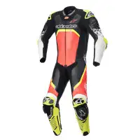 Alpinestars GP TECH V4 full leather motorcycle suit Black Red Fluo Yellow Fluo