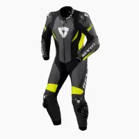 Full leather motorcycle suit Rev'it Control Black Yellow Neon