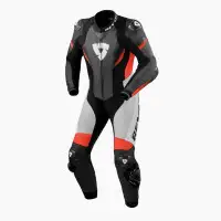Full leather motorcycle suit Rev'it Control Black Neon Red