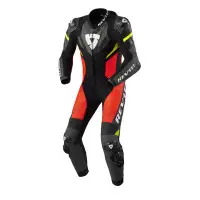 Rev'it Hyperspeed 2 Black Neon Red Full Leather Motorcycle Suit